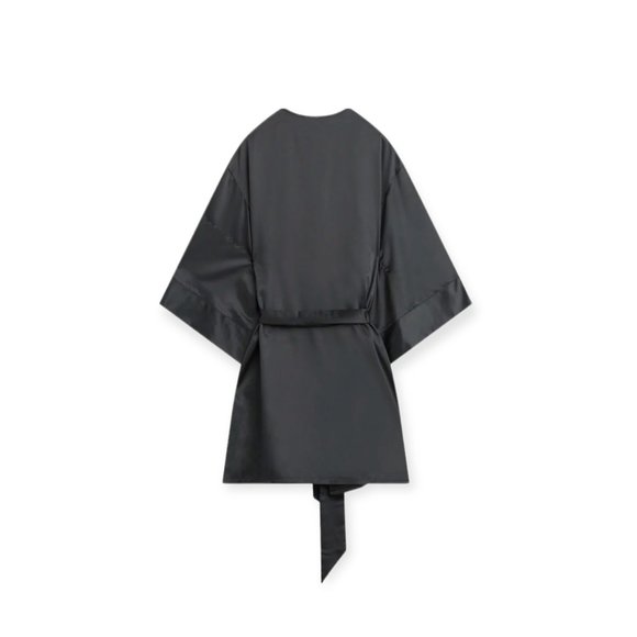 NEW ThirdLove Black Satin Kimono-Style Robe - Picture 2 of 2